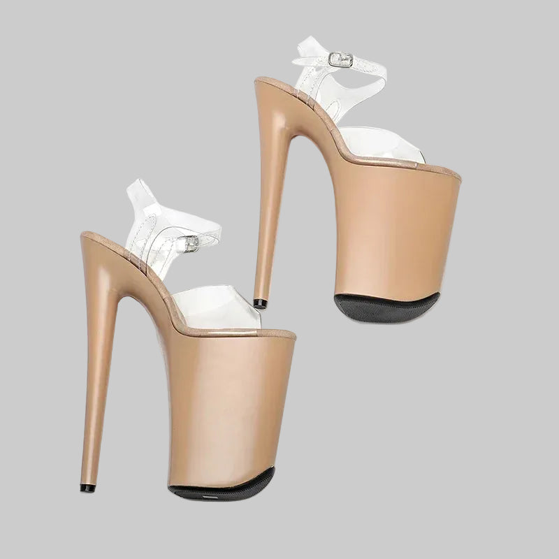 23CM Clear PVC Platform Sandals - 9 Inch High Heel Pole Dance Shoes
