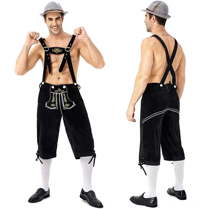 Men's Lederhosen Costume | Shirt, Suspender Shorts & Hat