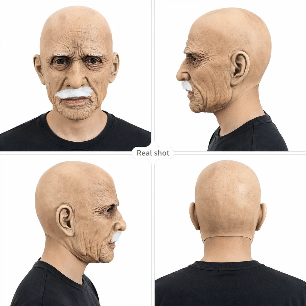 Elderly Character Mask | White Moustache