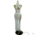 Pearl Strand Mesh Gown | See-Through | High Neck | White