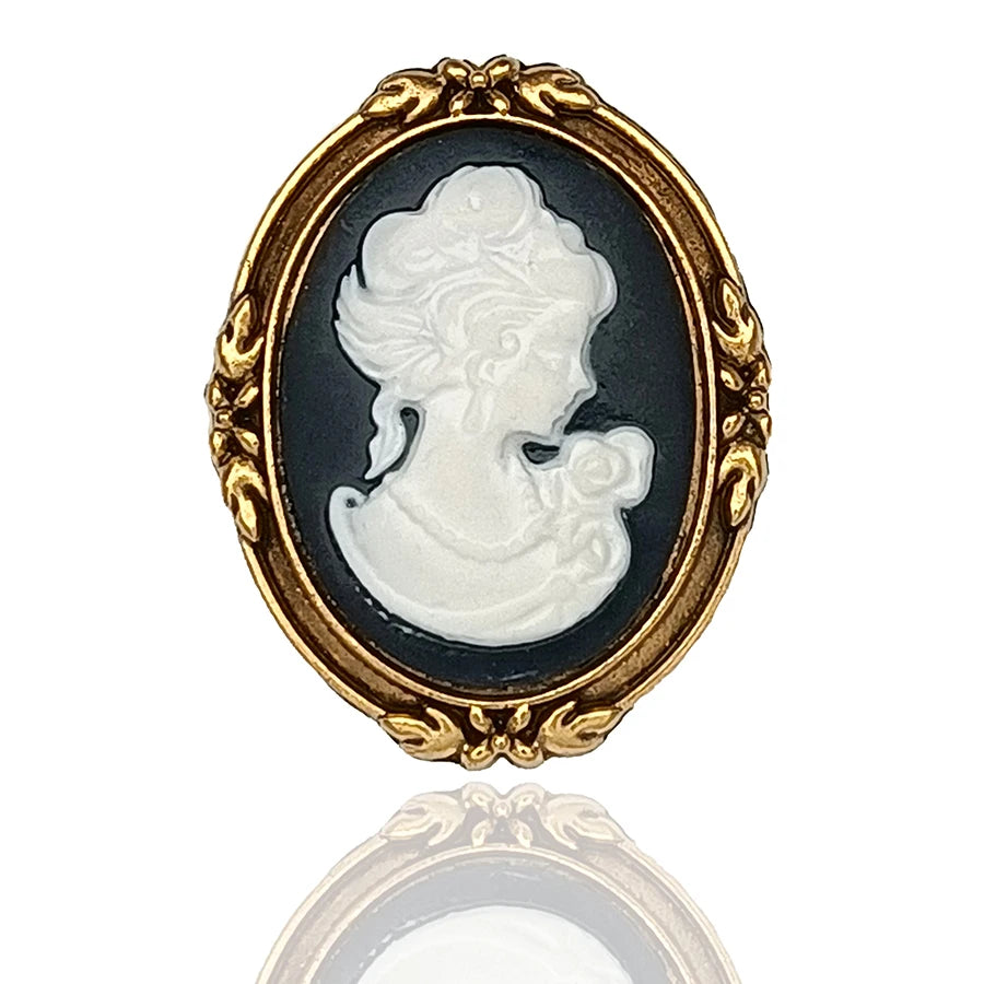 Victorian Cameo Portrait Brooch | Antique Gold & Silver | Vintage Pin