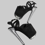 20CM Suede Glitter Platform Sandals - 8 Inch High Heel Pole Dance Shoes