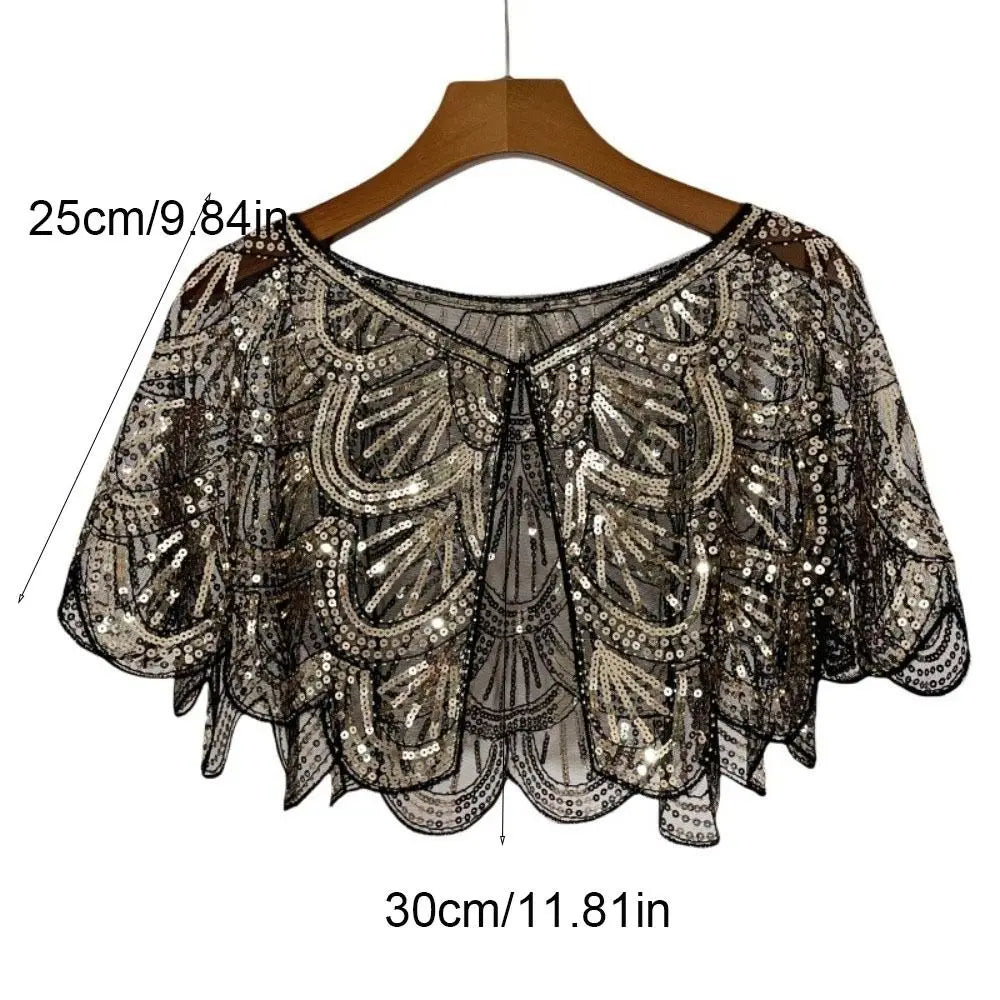 Sequin Shawl Cape | Sparkling Ruffle | Stage & Party