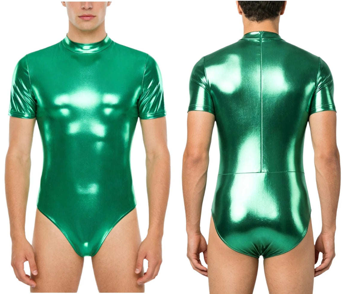 Men's Metallic Bodysuit | Zip Front