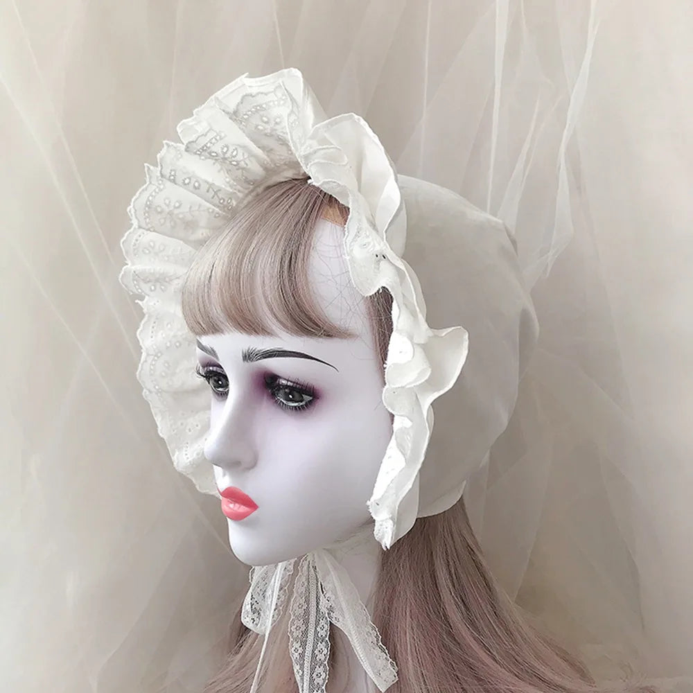 Lolita Ruffle Bonnet | Cotton & Lace | Adjustable