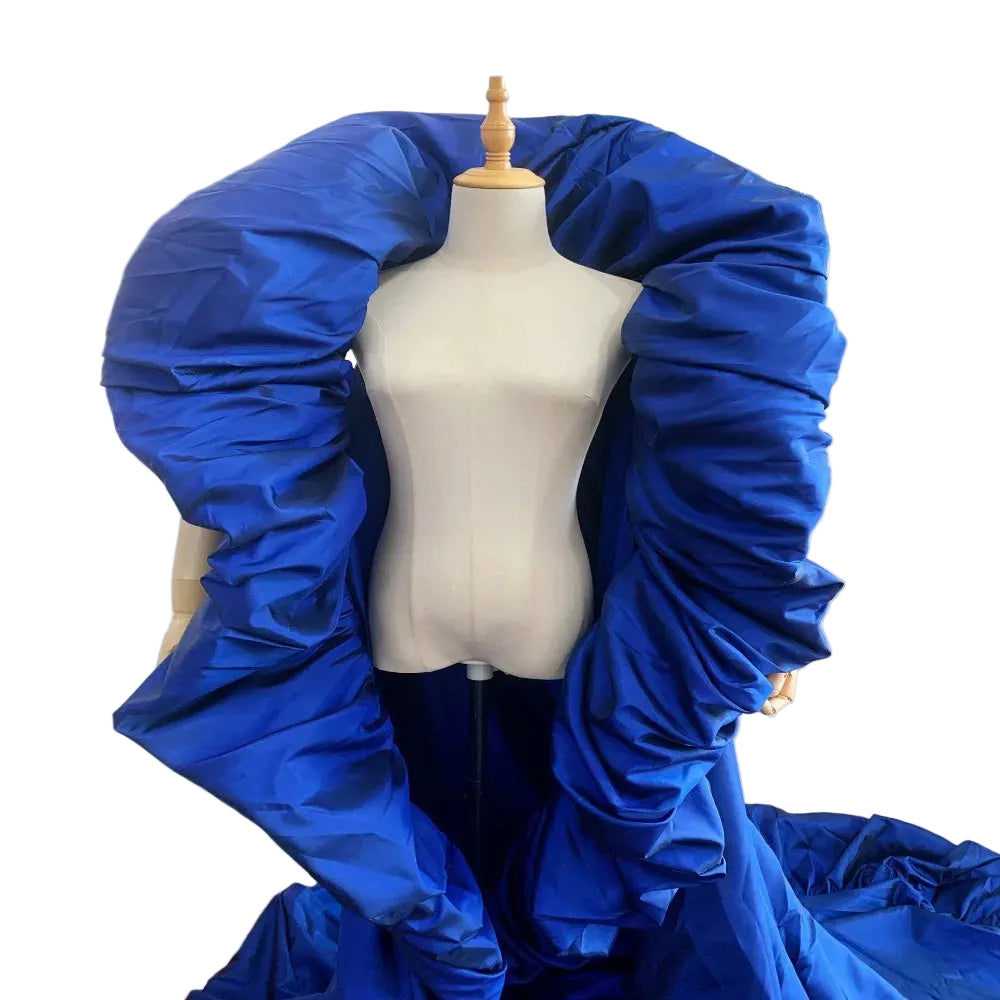 Ruffled Taffeta Cape | Drag Pageant Cloak | High Collar | 230cm