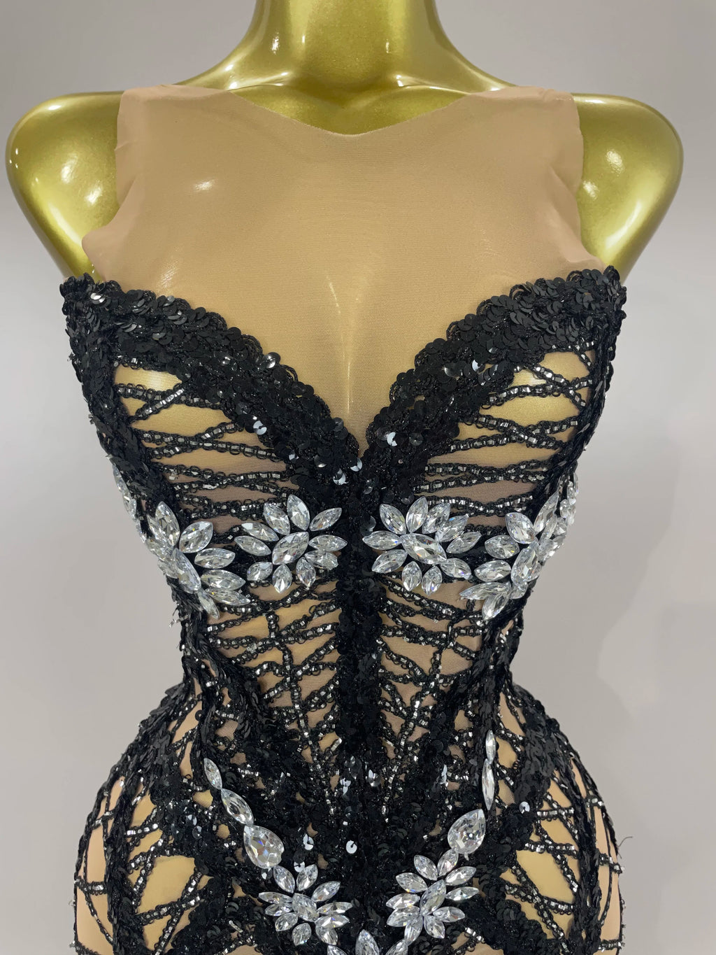 Sequin Diamond Tassel Mini Dress | Black | XS–XL