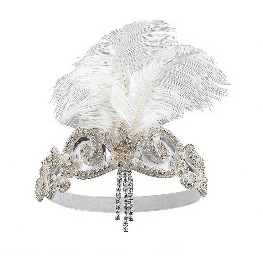 Flapper Headpiece | Rhinestones & Feathers