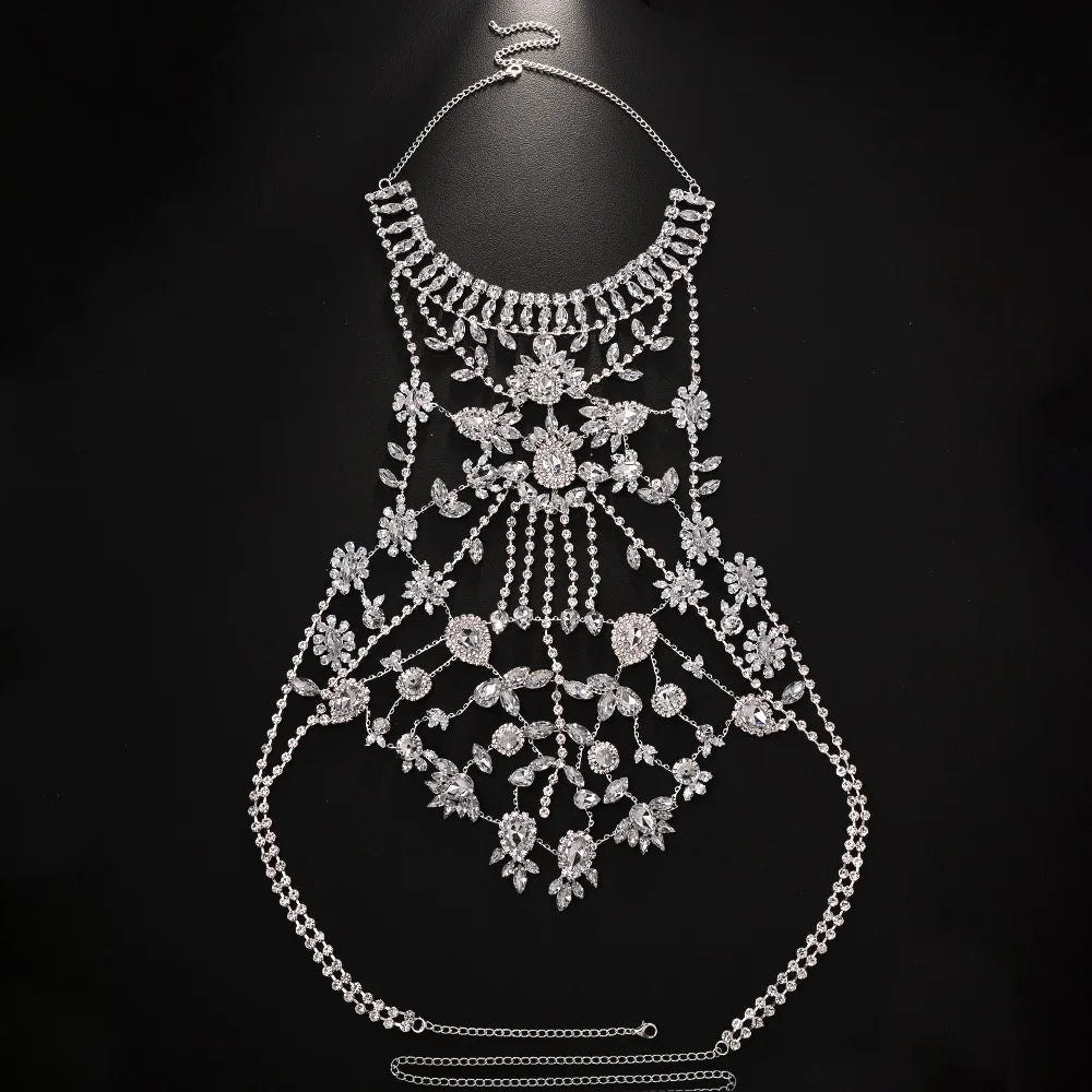 Crystal Rhinestone Body Chain | Statement Chest Chain