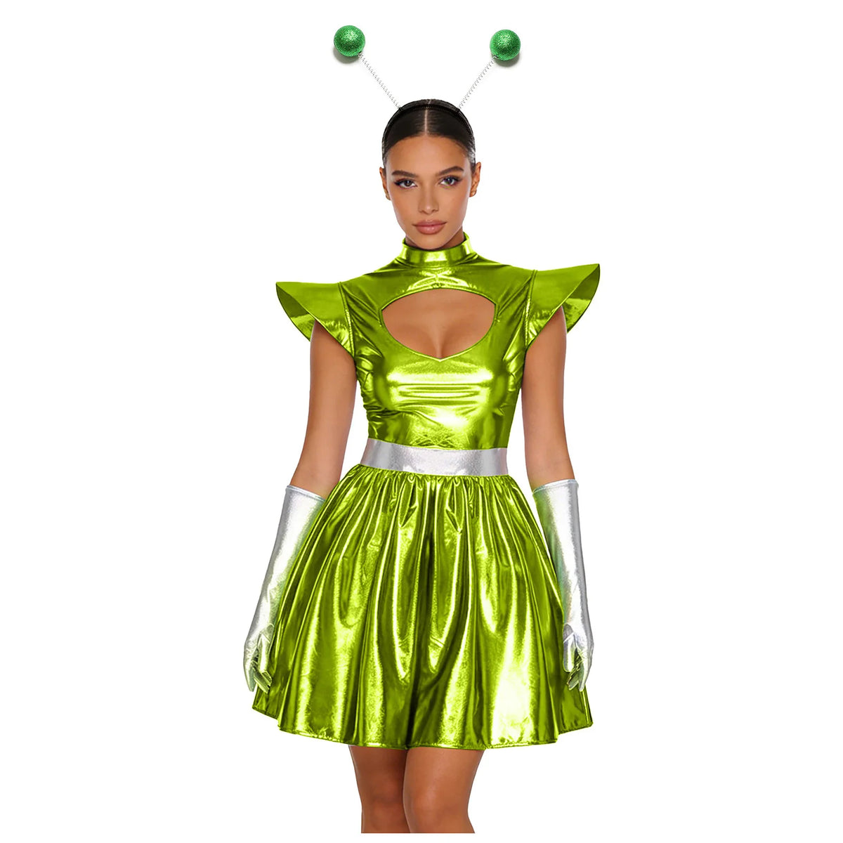Metallic Space Dress | Structured Shoulders