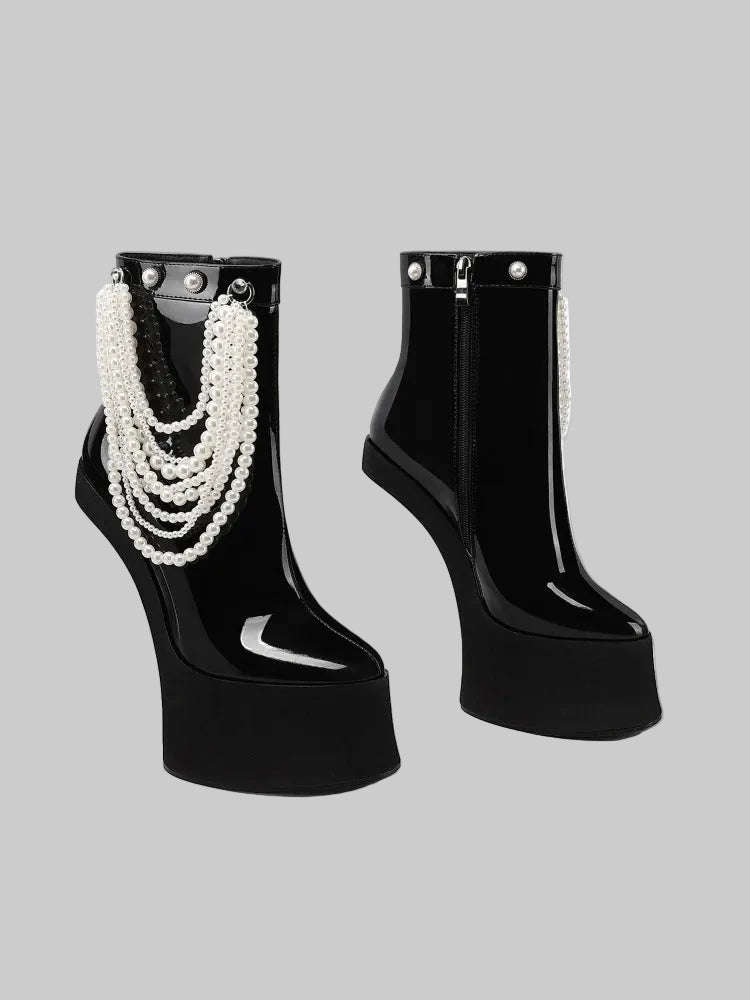 Over-the-Knee Platform Boots - Hoof Heel Runway Boots with Side Zipper