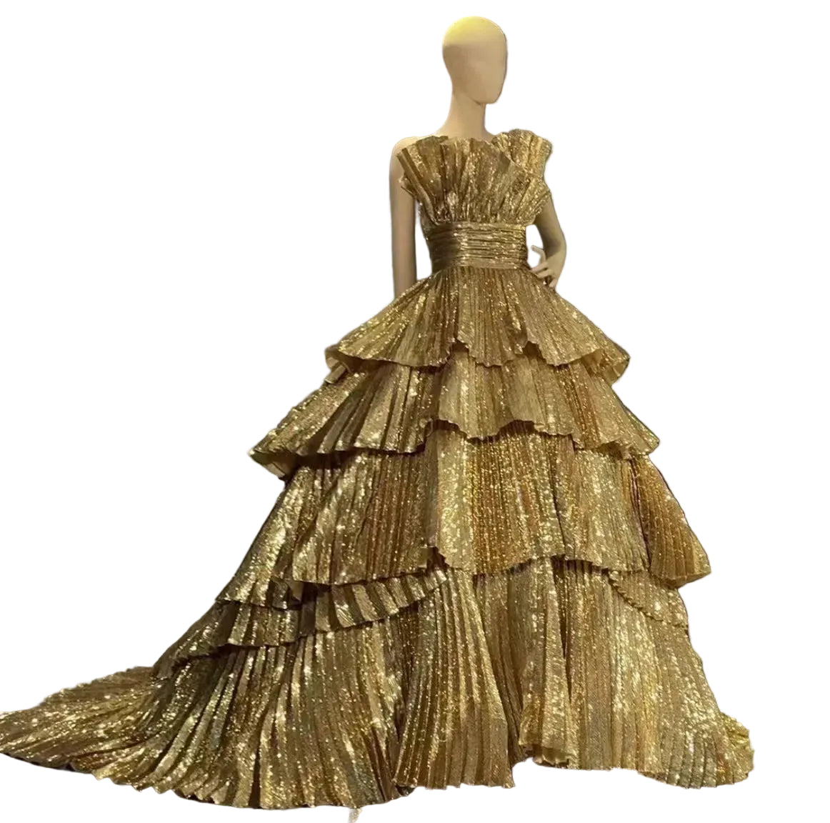 Tiered Ball Gown | Drag Pageant Dress | Boat Neck | US 2–26W