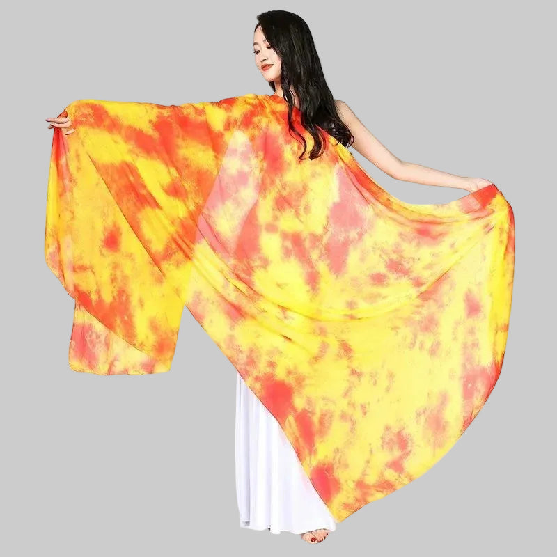 Tie Dye Silk Belly Dance Veil - Performance Scarf 250cm x 114cm