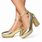 Ankle-Strap Pumps | Metallic Sparkle | 6cm