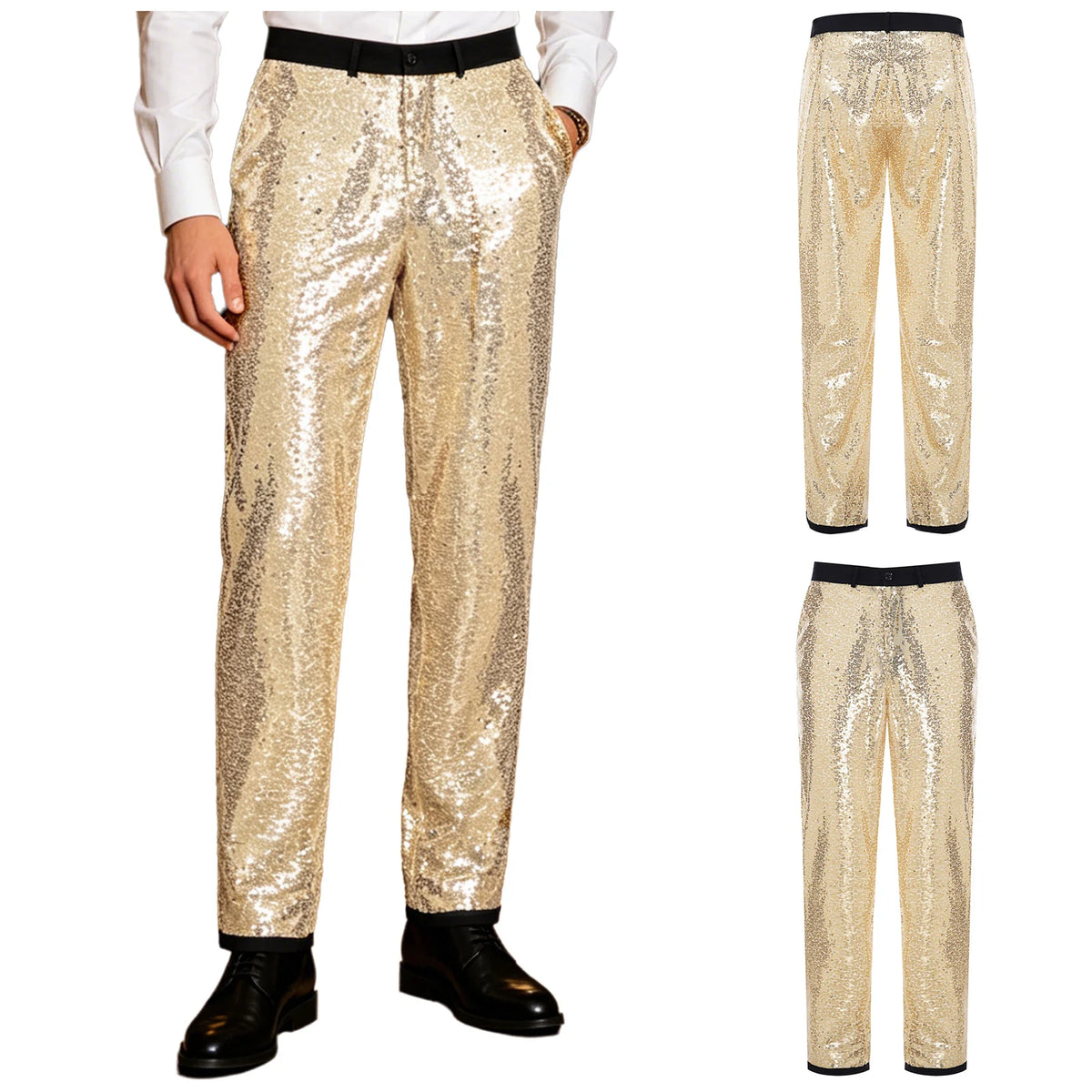 Men's Sequin Disco Pants | Slim Fit | Elastic Waist