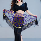 Belly Dance Hip Scarf | Sequin Fringe | Gold Coins