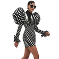 Polka Dot Puffy Sleeve Mini Dress | Stage & Nightlife