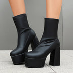 Stretch Platform Ankle Boots | Square Heel | 12.5cm | EU 34–48