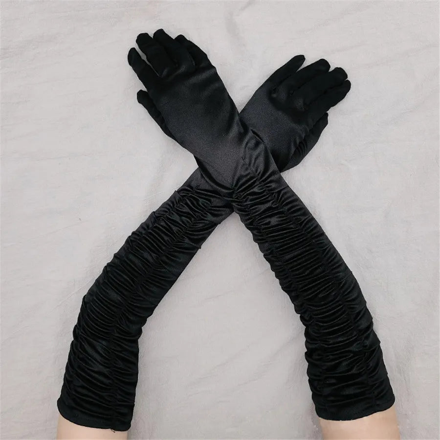 Long Satin Opera Gloves - Dance & Performance Stretch Gloves