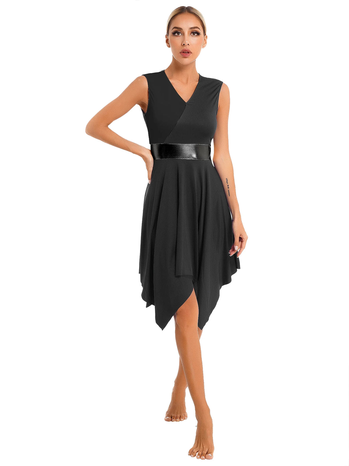 Color Block Dance Dress | Asymmetric Hem | Built-In Briefs