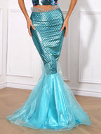 Mermaid Fishtail Skirt | Fish Scale Print | Metallic | Organza Hem