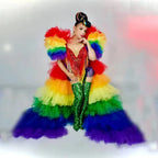 Rainbow Ruffle Cape | Stage Performance Gown