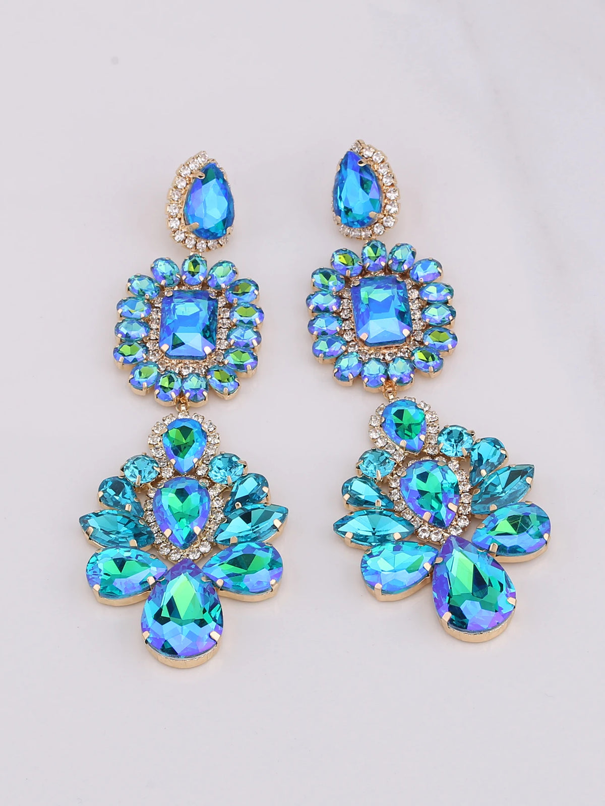 Rhinestone Water Drop Earrings | Clip or Pin