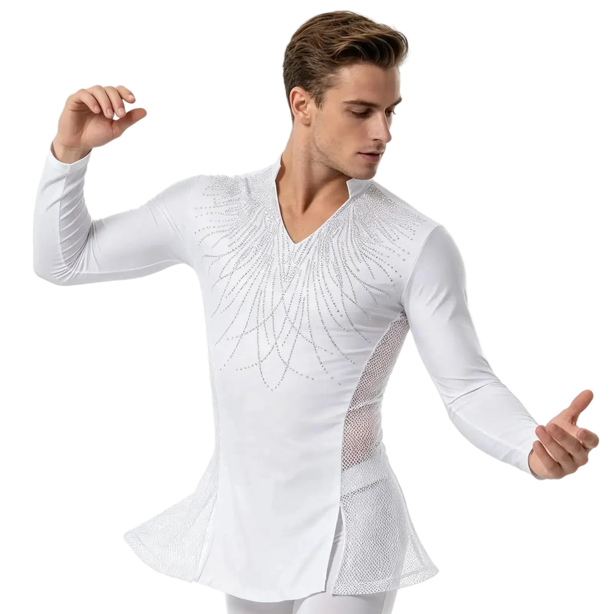 Men’s Dance Top | Rhinestone Split Hem