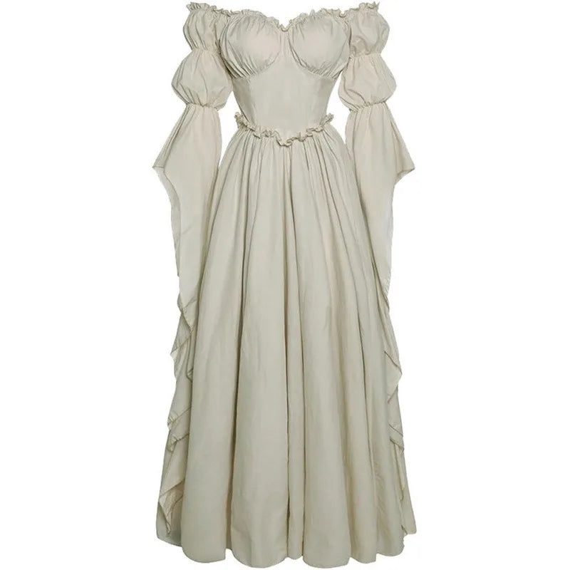 Renaissance Gothic Off-Shoulder Gown | Ruffle Hem | 7 Colors