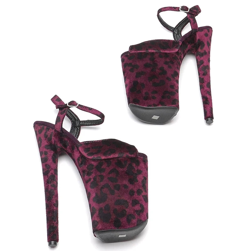 23cm Leopard Platform Sandals - Fashion High Heel Dance Shoes
