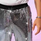 Men's Sequin Flare Pants | Elastic Waist | Stage & Party
