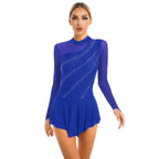 Rhinestone Skating Dress | Mesh Skirt | Long Sleeve