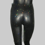 Rhinestone Fishnet Grid Midi Skirt - Sheer Empire Waist Skirt