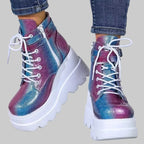 Platform Wedge Boots - 9.5cm Thick Sole Mid-Calf Performance Boots