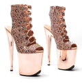 20cm Leopard Platform Pole Dancing Ankle Boots - 8 Inch High Heels