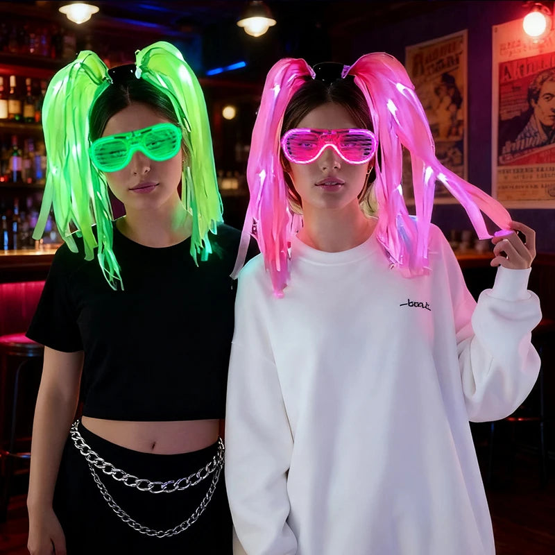 LED Light-Up Braid Pigtail Headband | Rave Festival Hair