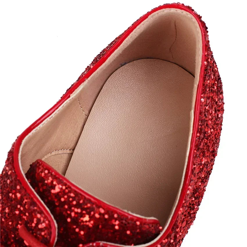 Platform Derby Heels | Sequin Sparkle | 14.5cm
