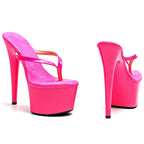 7-Inch Clear Platform Sandals - Patent Exotic Dance Heels with Cut-Outs