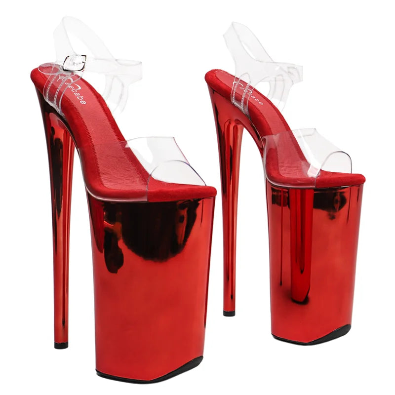 10-Inch Electroplated Platform Heels - Open Toe Exotic Dance Sandals