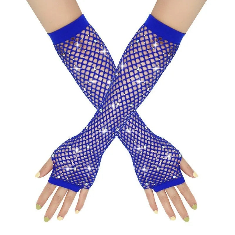 Rhinestone Fishnet Gloves | Fingerless