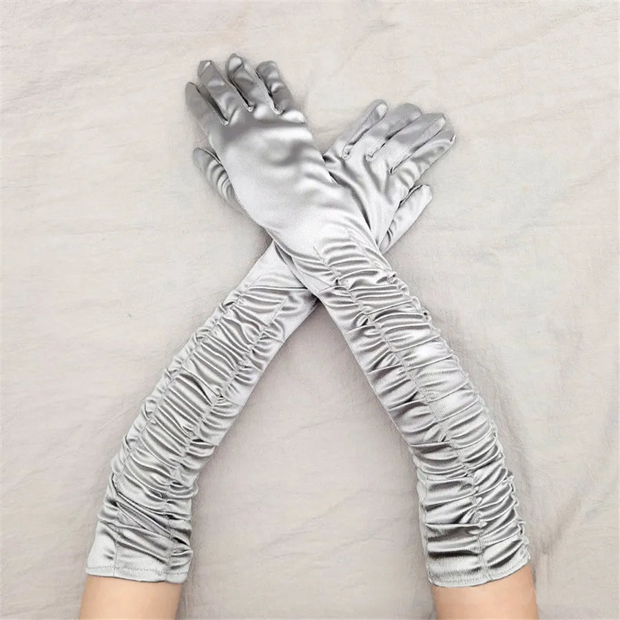 Long Satin Opera Gloves - Dance & Performance Stretch Gloves