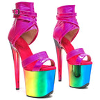 20CM Platform Sandals - Shiny Open Toe High Heel Pole Dance Shoes