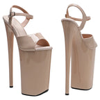 10-Inch Patent Platform Sandals - Open Toe High Heel Performance Shoes
