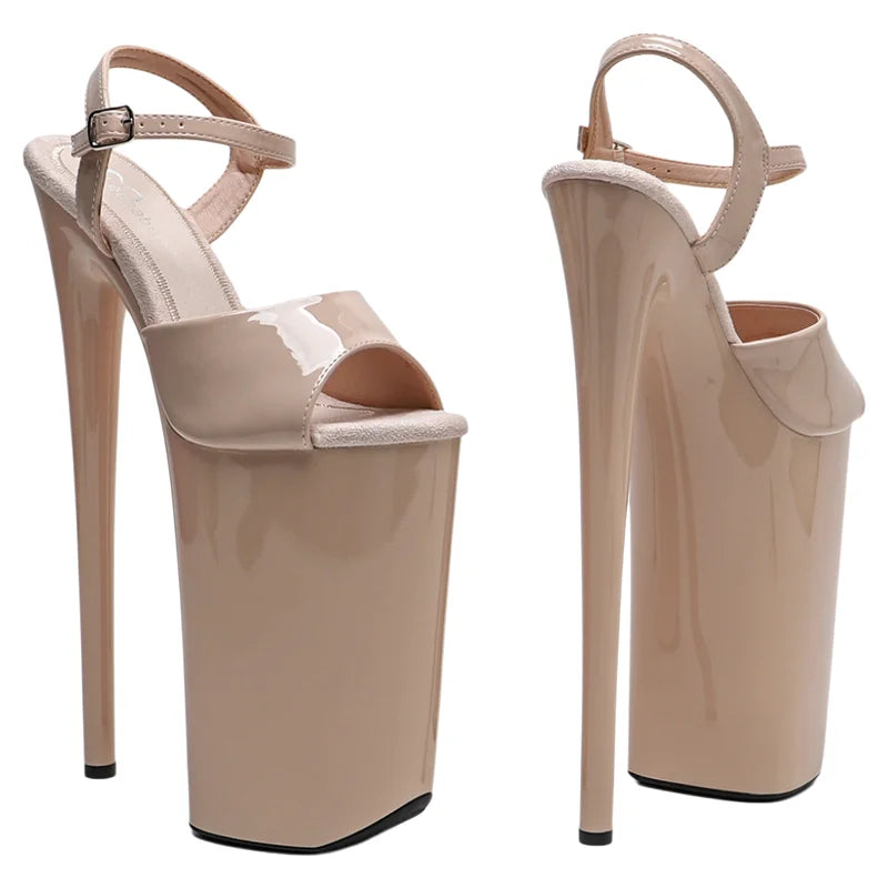 10-Inch Patent Platform Sandals - Open Toe High Heel Performance Shoes