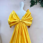 Mikado Cape | Oversized Bow Sleeves & 2M Train | Pageant & Bridal