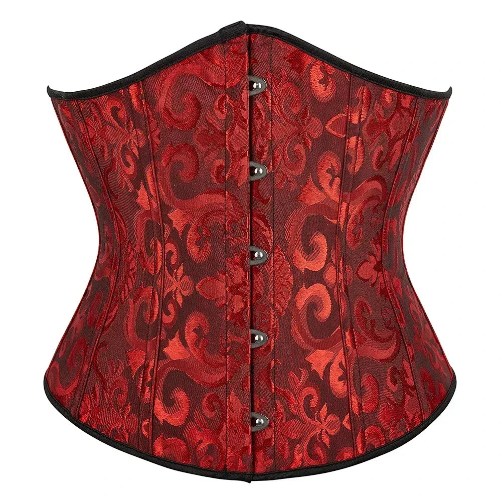 Floral Jacquard Underbust Corset | Front Busk | Boned