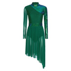 Women's Sequin Lyrical Dance Dress | Long Sleeve | Mesh Skirt