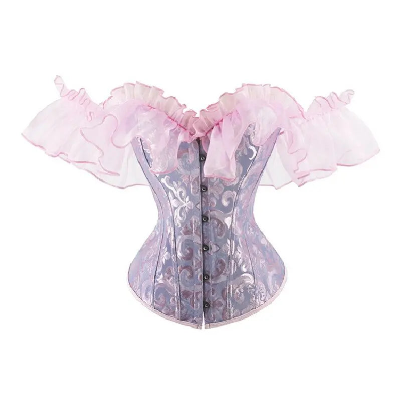 Overbust Corset | Ruffled Off-Shoulder | Victorian Gothic