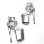 8-Inch Silver Platform Heels - Pole Dance Shoes