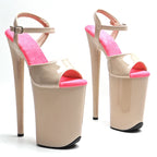 9-Inch Patent Platform Heels - High-Shine Slip-On Sandals